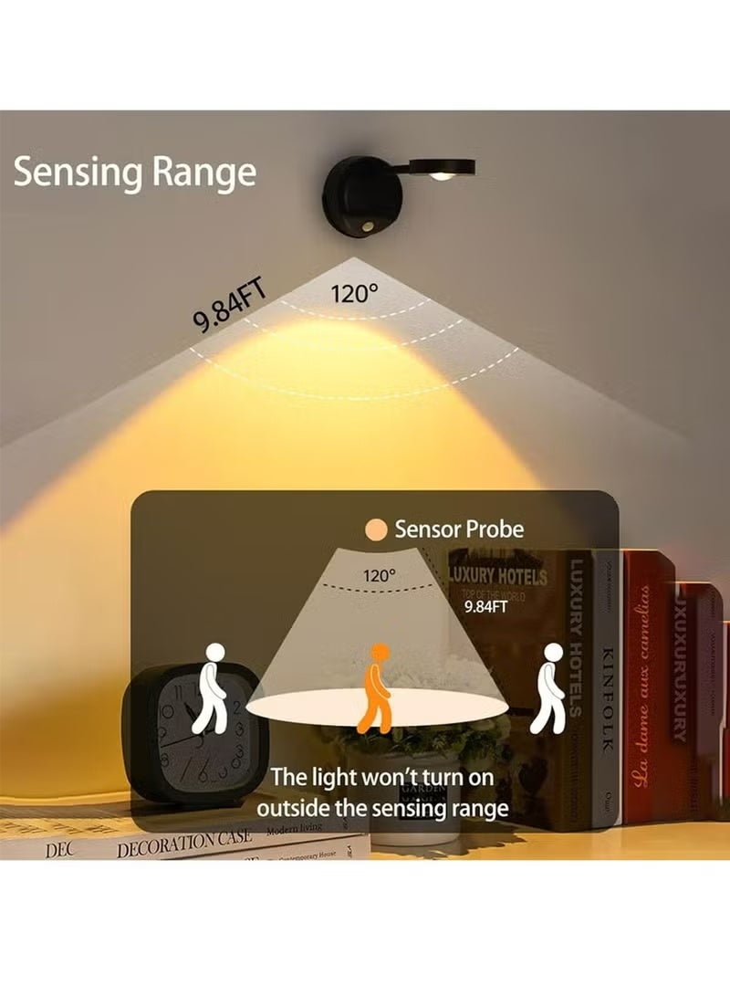 LED Motion Sensor Night Light,Rechargeable Wall Sconce,Picture Light,Dimmable 3 Color Temperature,360°Rotation Wireless Spotlight for Wall Stair Kids Room Hallway Bedroom Cabinet Closet - Image 3