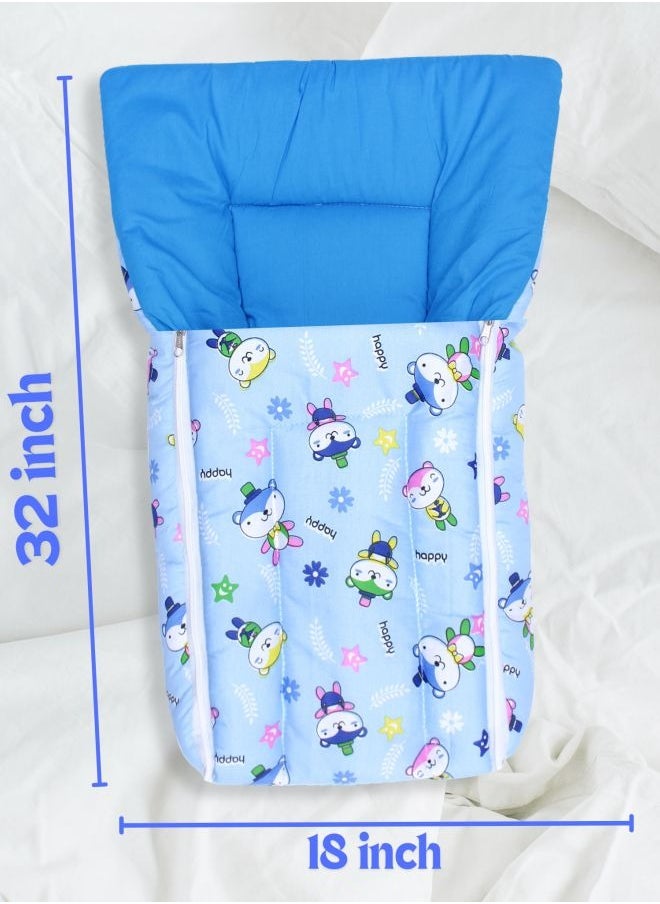 Superminis Plush and Soft Baby Sleeping Bag  with  Zipper Closure– Breathable, Cushioned– Perfect for Newborns and Infants, 0M+, Baby Sleeping Bed of 32-inch X 18-inch X 4-inch Size (Blue), Pack of 1  - Image 4