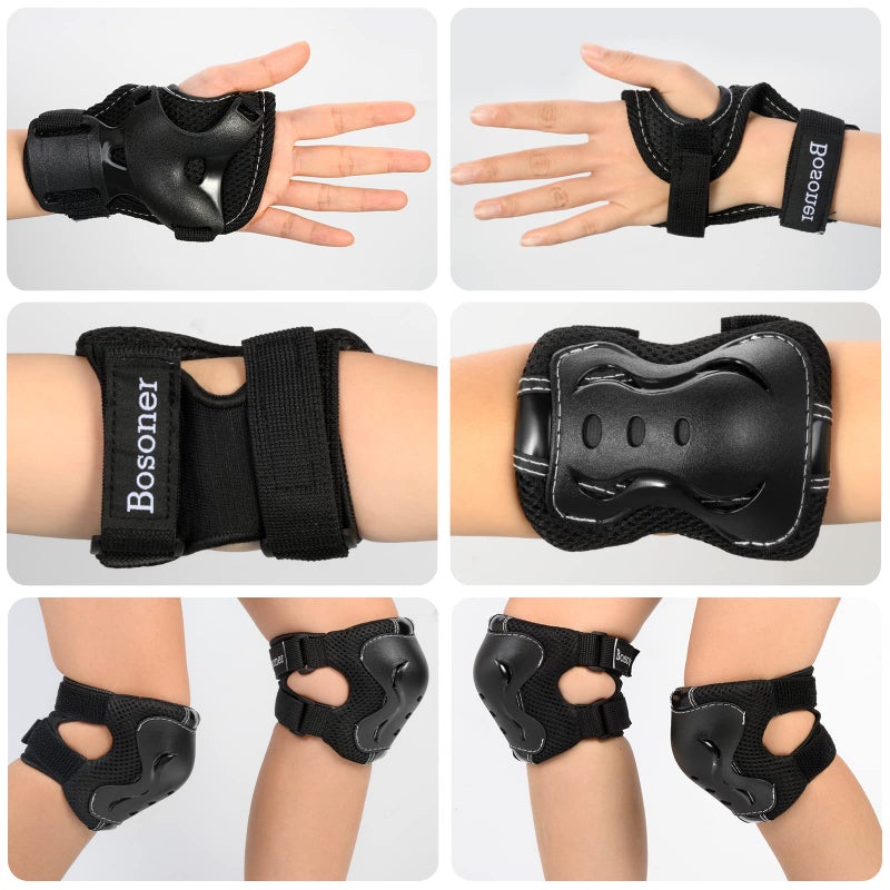 BOSONER Kids/Youth Knee Pad Elbow Pads Guards Protective Gear Set for Roller Skates Cycling BMX Bike Skateboard Inline Skatings Scooter Riding Sports - Image 5