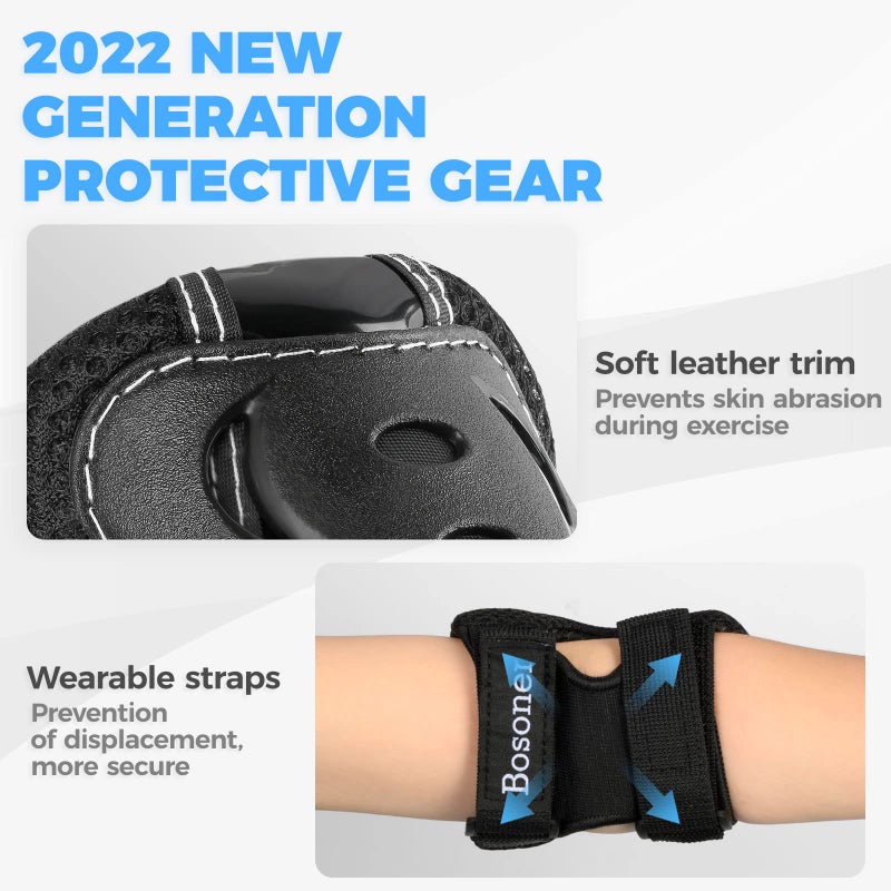 BOSONER Kids/Youth Knee Pad Elbow Pads Guards Protective Gear Set for Roller Skates Cycling BMX Bike Skateboard Inline Skatings Scooter Riding Sports - Image 4
