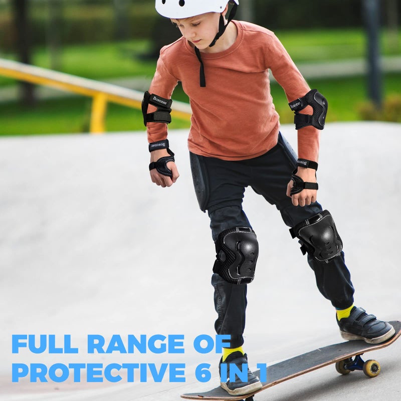 BOSONER Kids/Youth Knee Pad Elbow Pads Guards Protective Gear Set for Roller Skates Cycling BMX Bike Skateboard Inline Skatings Scooter Riding Sports - Image 2