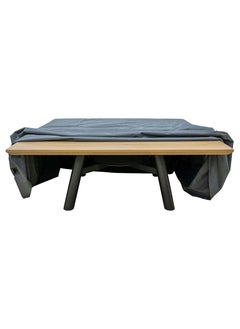 NABCO Light Square Wood-Burning Fire Pit Table for Patio – 135x135x52 cm, Multi-Purpose Dining Table with Fire Pit Center, Compact and Stylish for Backyard or Garden, Natural Teak/Black  - Image 3