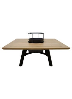 NABCO Light Square Wood-Burning Fire Pit Table for Patio – 135x135x52 cm, Multi-Purpose Dining Table with Fire Pit Center, Compact and Stylish for Backyard or Garden, Natural Teak/Black  - Image 2
