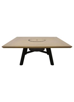 NABCO Light Square Wood-Burning Fire Pit Table for Patio – 135x135x52 cm, Multi-Purpose Dining Table with Fire Pit Center, Compact and Stylish for Backyard or Garden, Natural Teak/Black  - Image 4