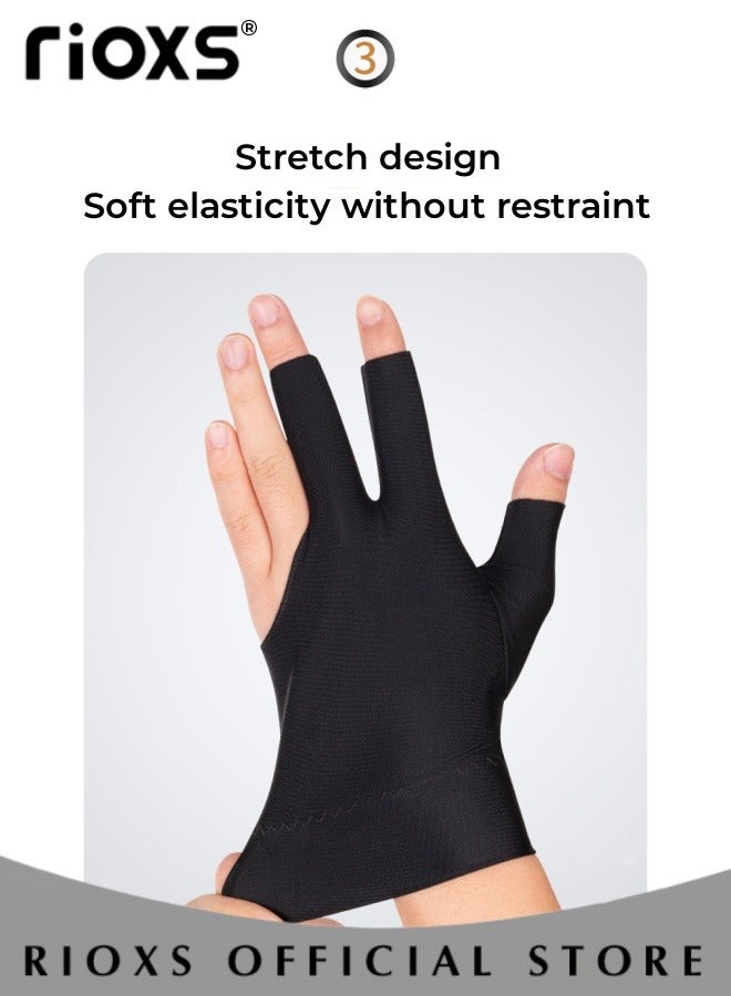 RIOXS 6 Pcs Highly Elastic 3 Fingers Billiard Gloves for Men and Women Non-slip Pool Glove Snooker Cue Sport Wear on the Left Hand - Image 4