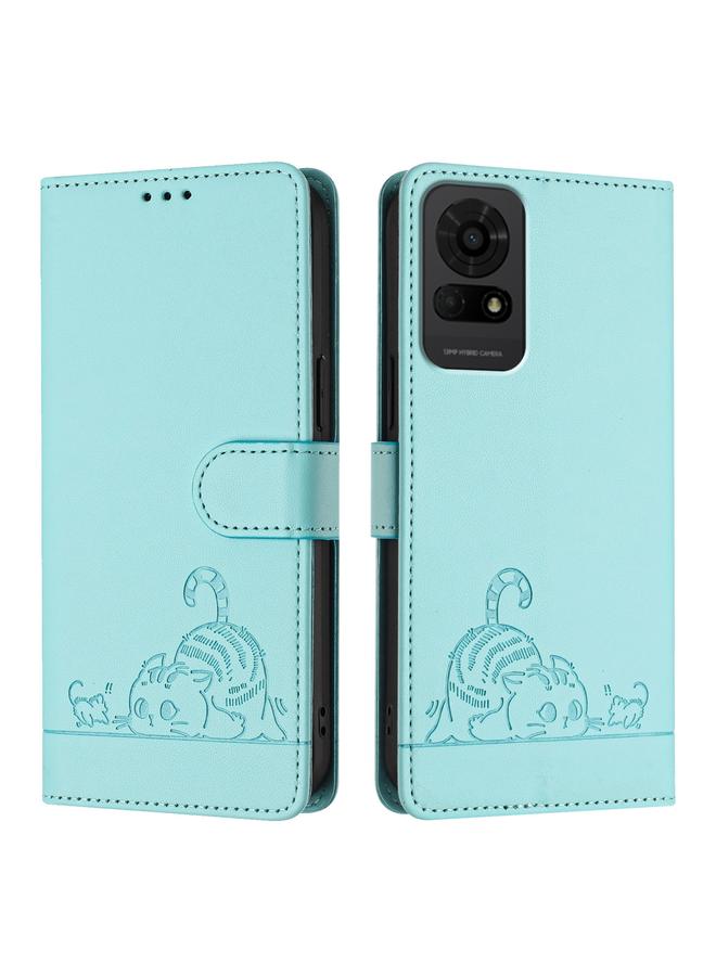 erorex Case For TCL 50 LE 5G Cat Rat Embossed Pattern RFID Leather Phone Case with Lanyard  - Image 2