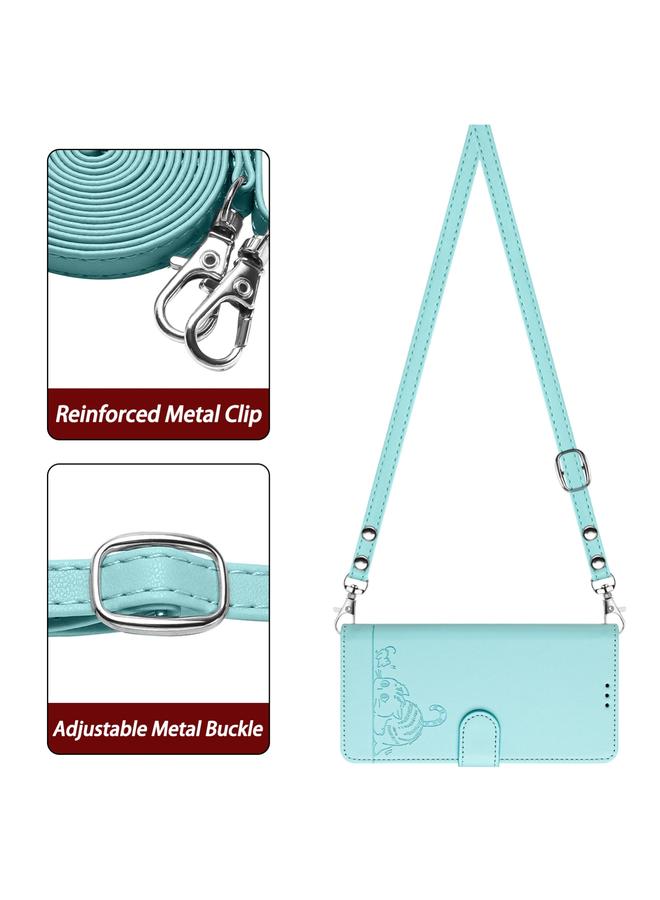 erorex Case For TCL 50 LE 5G Cat Rat Embossed Pattern RFID Leather Phone Case with Lanyard  - Image 3