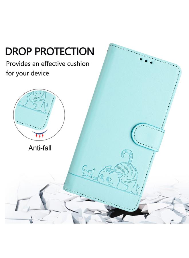 erorex Case For TCL 50 LE 5G Cat Rat Embossed Pattern RFID Leather Phone Case with Lanyard  - Image 4