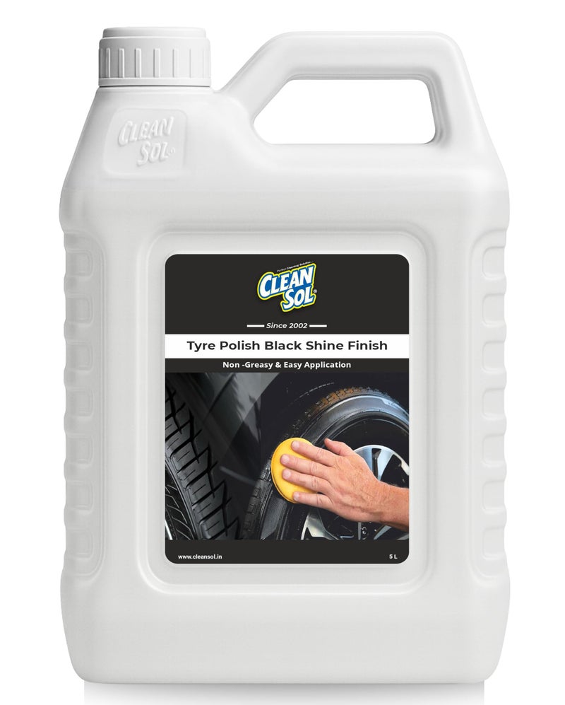 Cleansol Tyre Polish Liquid for Car, Bike, Scooter & All Vehicles | High Gloss Black Shine Spray | Long-Lasting Water-Resistant Formula | 5 litre - Image 1