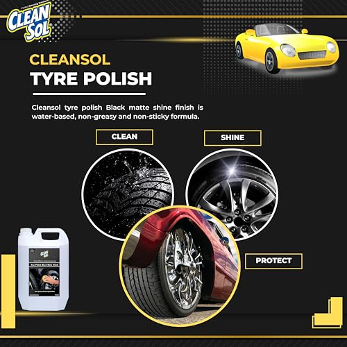 Cleansol Tyre Polish Liquid for Car, Bike, Scooter & All Vehicles | High Gloss Black Shine Spray | Long-Lasting Water-Resistant Formula | 5 litre - Image 3