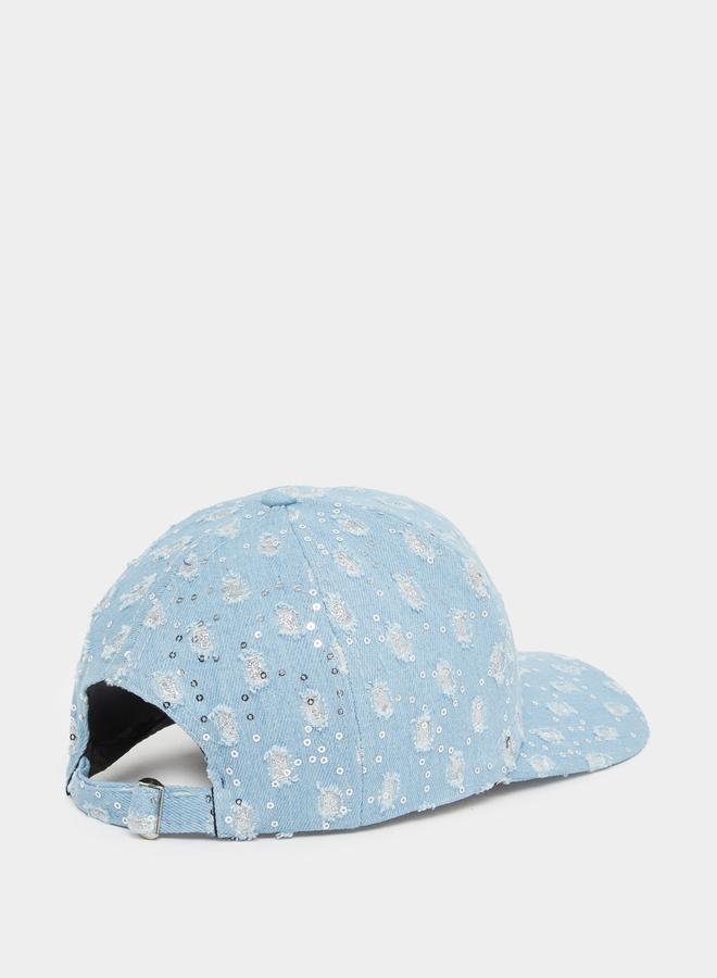 ستايلي كاب ستايلي مرصع بالترتر وممزق - Image 2