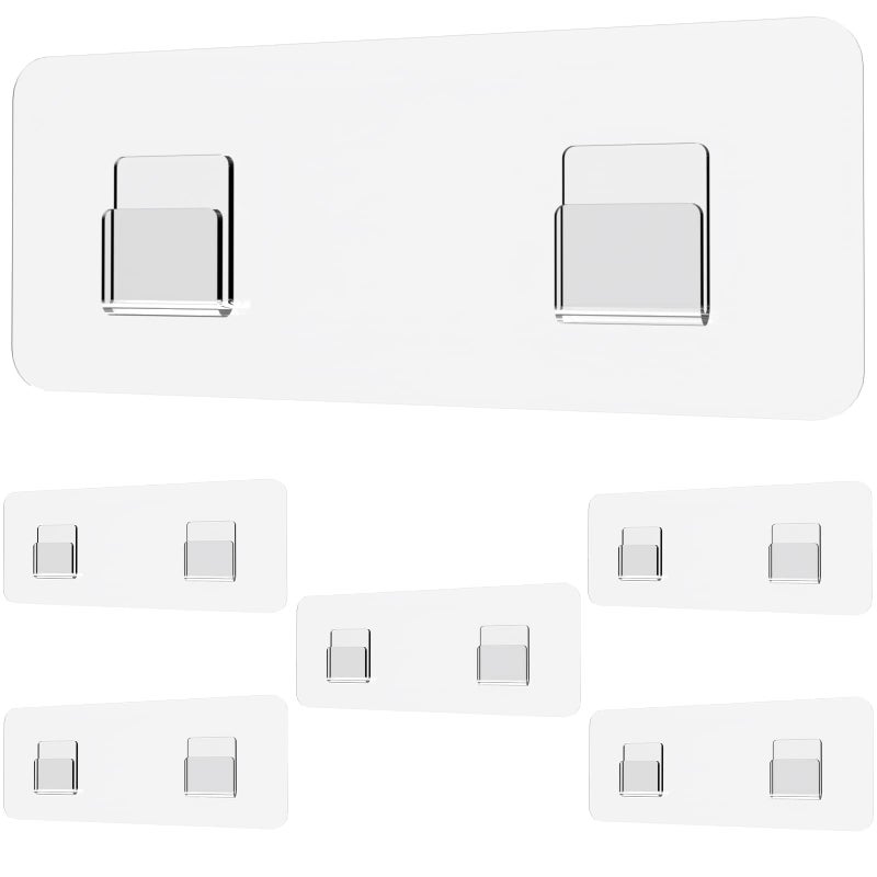 Jovware Shower Caddy Adhesive Replacement Shower Shelf Adhesive Shower Adhesive Strips Adhesive Stickers Transparent 2 Flat Hooks 6 12 6 Pack