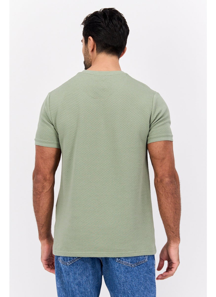 Men Crew Neck Short Sleeves Textured T-Shirt, Sage Green - pzsku/Z095F5F1574CD7CAFC151Z/45/_/1737642115/64dcb2d0-1a4b-4ec7-8c31-38c3d5df2e70