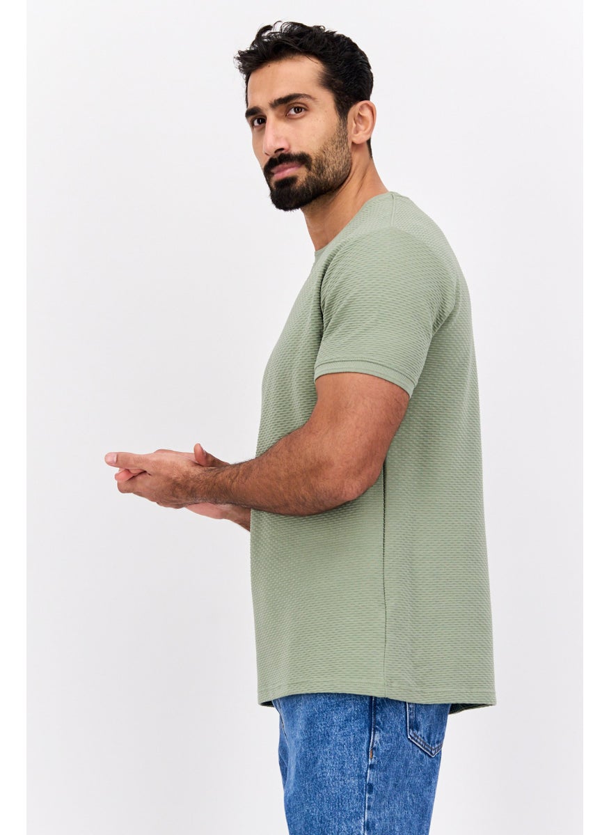 Men Crew Neck Short Sleeves Textured T-Shirt, Sage Green - pzsku/Z095F5F1574CD7CAFC151Z/45/_/1737642157/882c91e3-3f28-4608-bf21-f0d1f7c3ddde