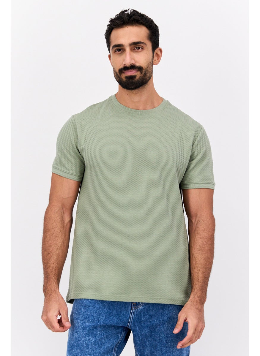 Men Crew Neck Short Sleeves Textured T-Shirt, Sage Green - pzsku/Z095F5F1574CD7CAFC151Z/45/_/1737642160/a8904b21-bee1-4991-af11-599c27fc39c6