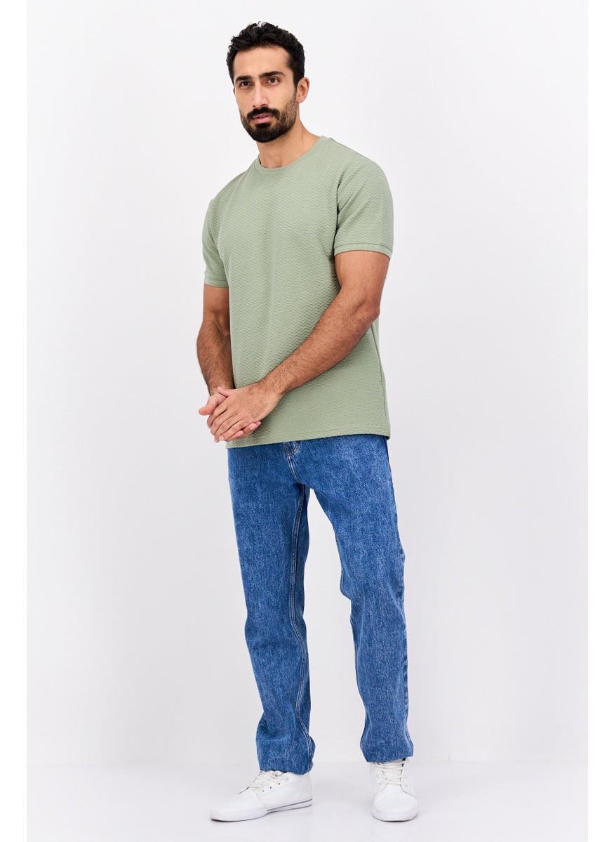 Men Crew Neck Short Sleeves Textured T-Shirt, Sage Green - pzsku/Z095F5F1574CD7CAFC151Z/45/_/1737642163/14099389-f60d-4b01-997f-5c4665933280