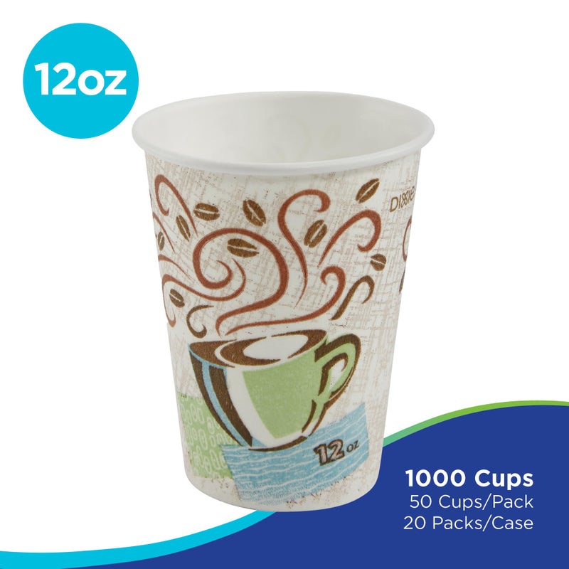Georgia-Pacific Dixie PerfecTouch 12 oz Paper Coffee Cups By GP PRO, Coffee Haze Design, 1000 Count (50 Disposable Cups Per Pack, 20 Packs Per Case), 5342CD - Image 2