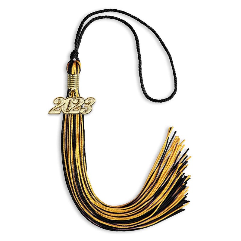 Endea Graduation Endea Graduation Mixed Double Color Tassel with Gold Date Drop BlackGold 2023 
