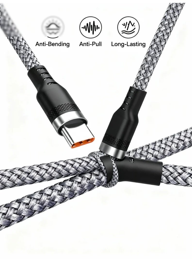 robotgcc USB-C Fast Charging Cable 120W SuperCharge 6A High-Speed Charger Cord | 2m Long Braided Type-C Charging Cable with Reinforced Anti-Bending Connector | Durable Nylon Woven, Tangle-Free, Stable PD/QC Fast-Charging & High-Speed Data Transfer for All USB-C Phones, Tablets, Power Banks and Charging Devices - Image 4
