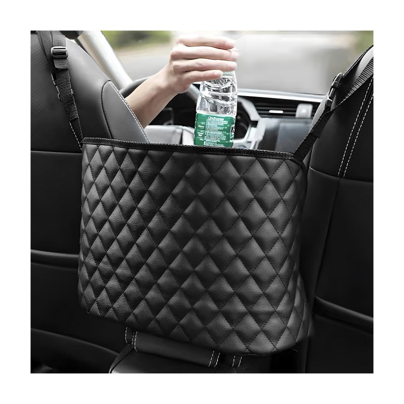 ZNDAW Car Net Pocket Handbag Holder Large Capacity Automotive Purse Holder Organizer Between Two Seats Leather Seat Storage Holders Barrier of Backseat Pet Kids Car Accessories - Image 3