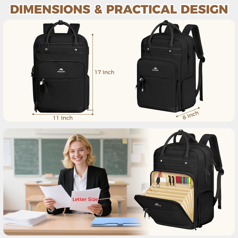 MATEIN Teacher Backpack with Lunch Compartment, 15.6 Inch Lunch Backpack for Men with Organized Pocket, College Laptop Backpacks Meal Prep Bag Gift for Teachers Work Nurse Commute Office - Image 4