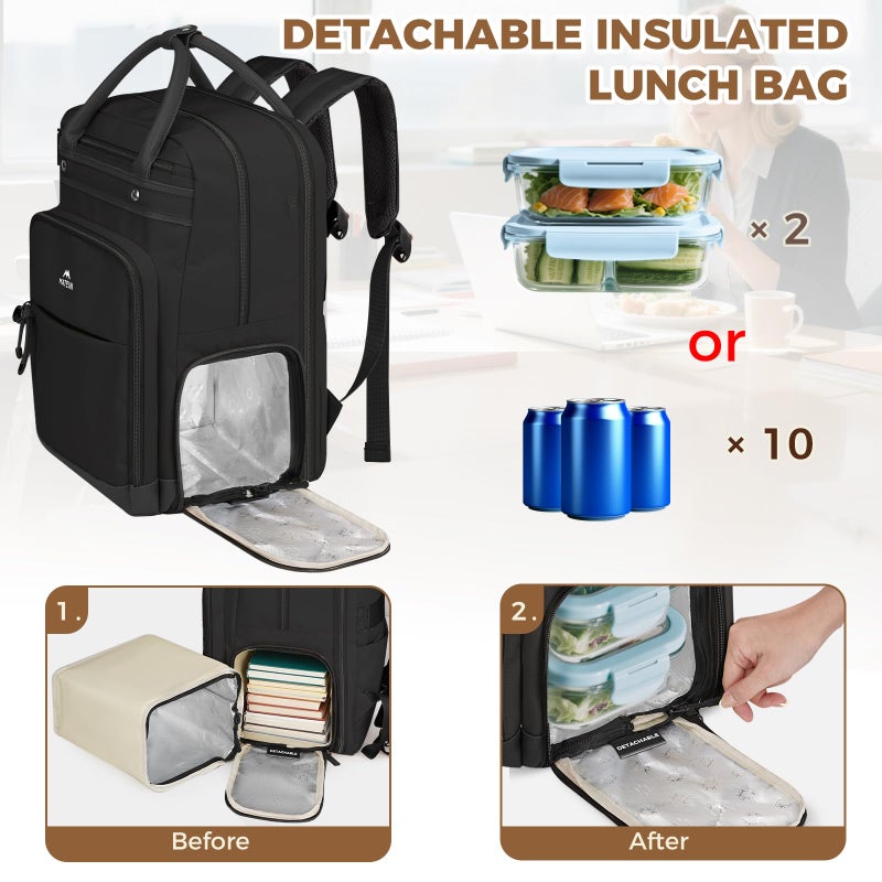 MATEIN Teacher Backpack with Lunch Compartment, 15.6 Inch Lunch Backpack for Men with Organized Pocket, College Laptop Backpacks Meal Prep Bag Gift for Teachers Work Nurse Commute Office - Image 2