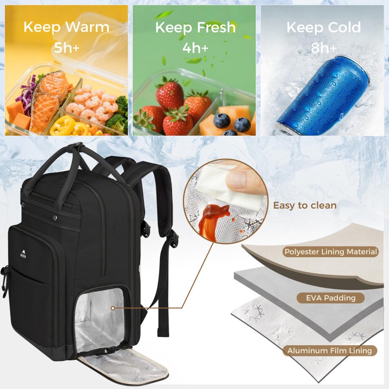 MATEIN Teacher Backpack with Lunch Compartment, 15.6 Inch Lunch Backpack for Men with Organized Pocket, College Laptop Backpacks Meal Prep Bag Gift for Teachers Work Nurse Commute Office - Image 3