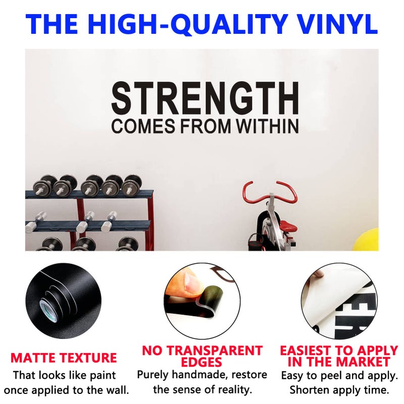 SEATUNE Wall Decal Stickers  Motivational Wall Decals  (Easy to Apply)  Vinyl Wall Decor Art Men Women Sports Yoga Quotes Gym Office Bedroom Living Room School Classroom  Strength Comes from Within 35 ""X9.8 "" - Image 2