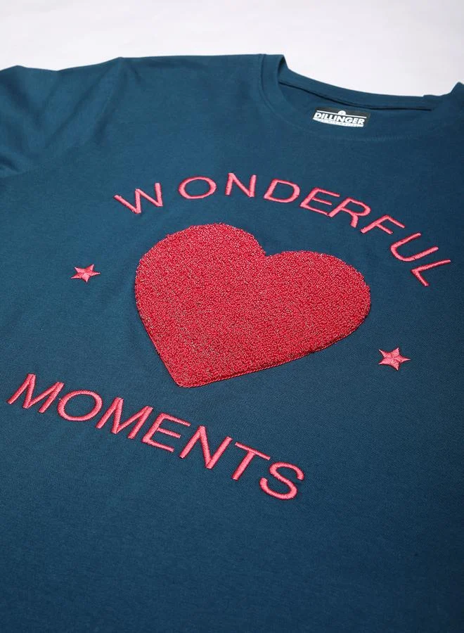 Dillinger Women Oversized Heart Embroidery T-Shirt