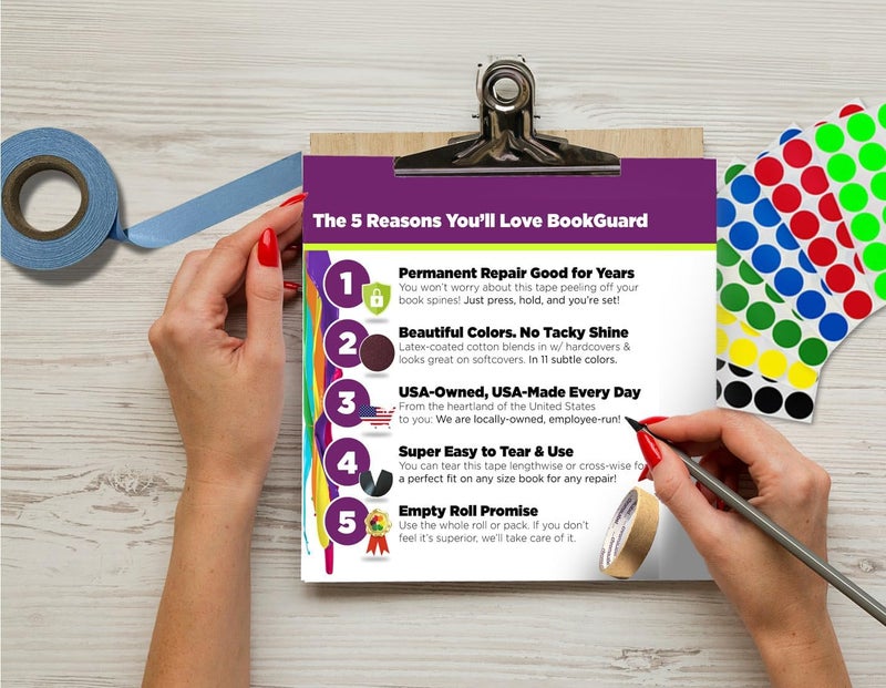 BookGuard 1 Inch Book Binding Tape, Ideal Book Repair Tape for Library Supplies, Stretchable Book Tape, Essential Clear Repair Tape - Clear Book Tape - 15 Yard Roll - Image 2