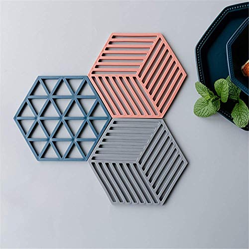 SHIDHMI Silicone Trivets Mats for Table Kitchen Counter, Rubber Thick Trivet Tableware Insulation Mat Cup Coaster Pot Hot Pads Heat Resistant (4 Piece Line&Triangle Mix) - Image 2