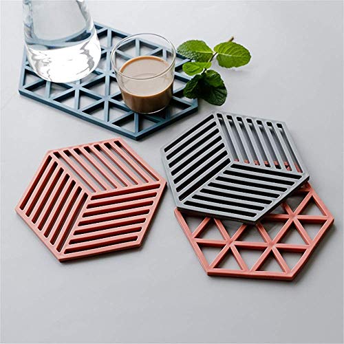 SHIDHMI Silicone Trivets Mats for Table Kitchen Counter, Rubber Thick Trivet Tableware Insulation Mat Cup Coaster Pot Hot Pads Heat Resistant (4 Piece Line&Triangle Mix) - Image 4