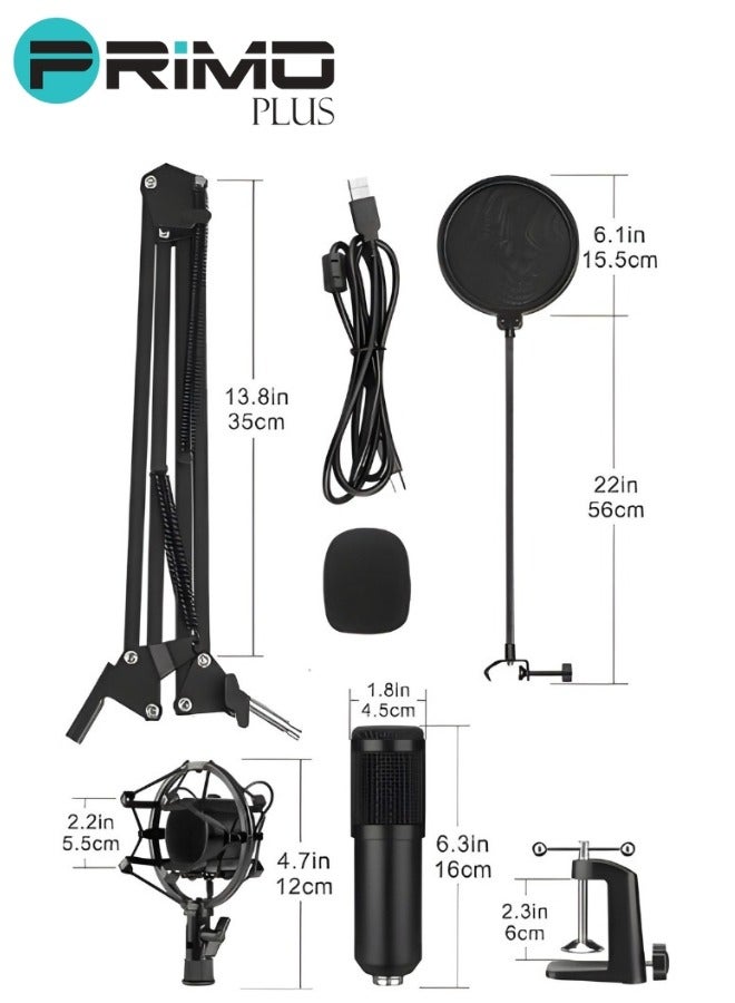USB Condenser Microphone Kit with Adjustable Stand Black - Image 5