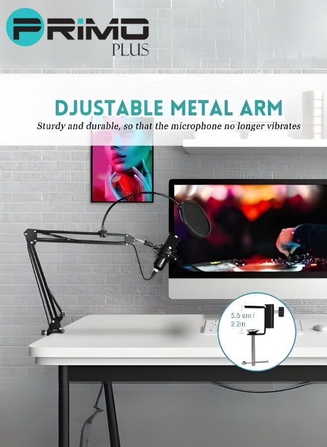 USB Condenser Microphone Kit with Adjustable Stand Black - Image 3