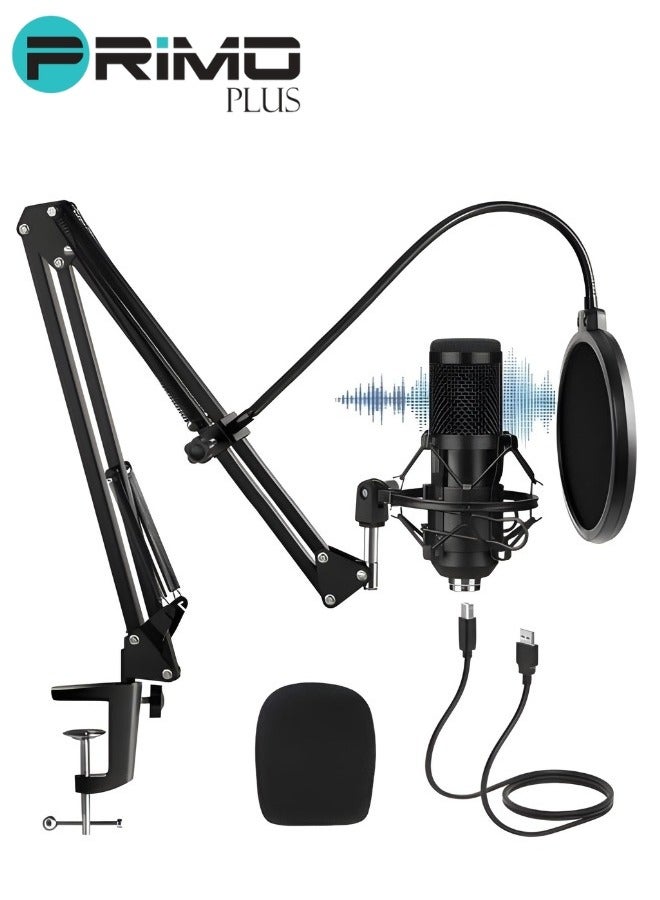 USB Condenser Microphone Kit with Adjustable Stand Black - Image 2