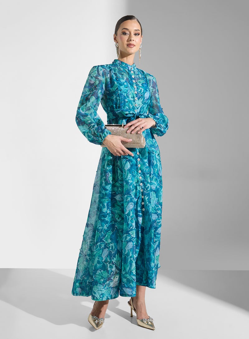 Khizana Floral Chiffon Maxi Dress - Image 4