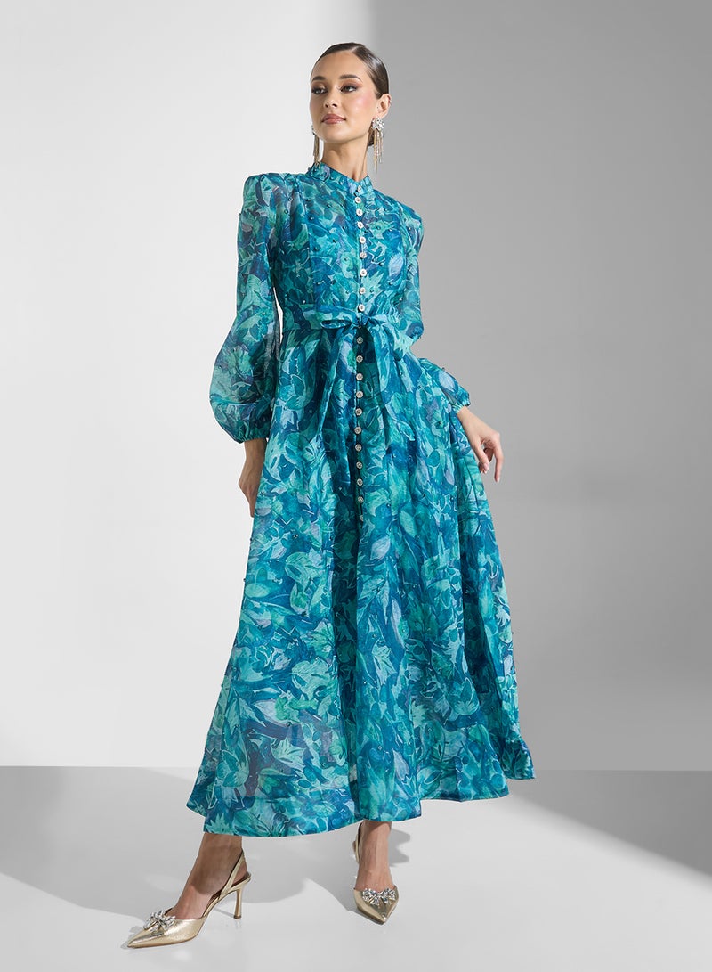 Khizana Floral Chiffon Maxi Dress - Image 1