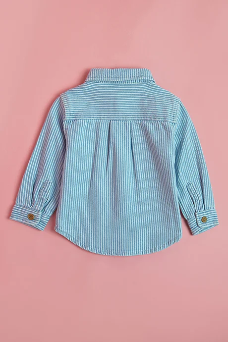 R&B Striped Shirt with Classic Collar and Long Sleeves