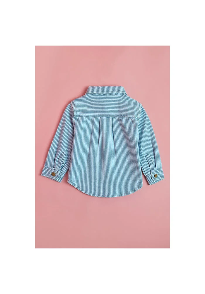 أر أند بي Striped Shirt with Classic Collar and Long Sleeves
