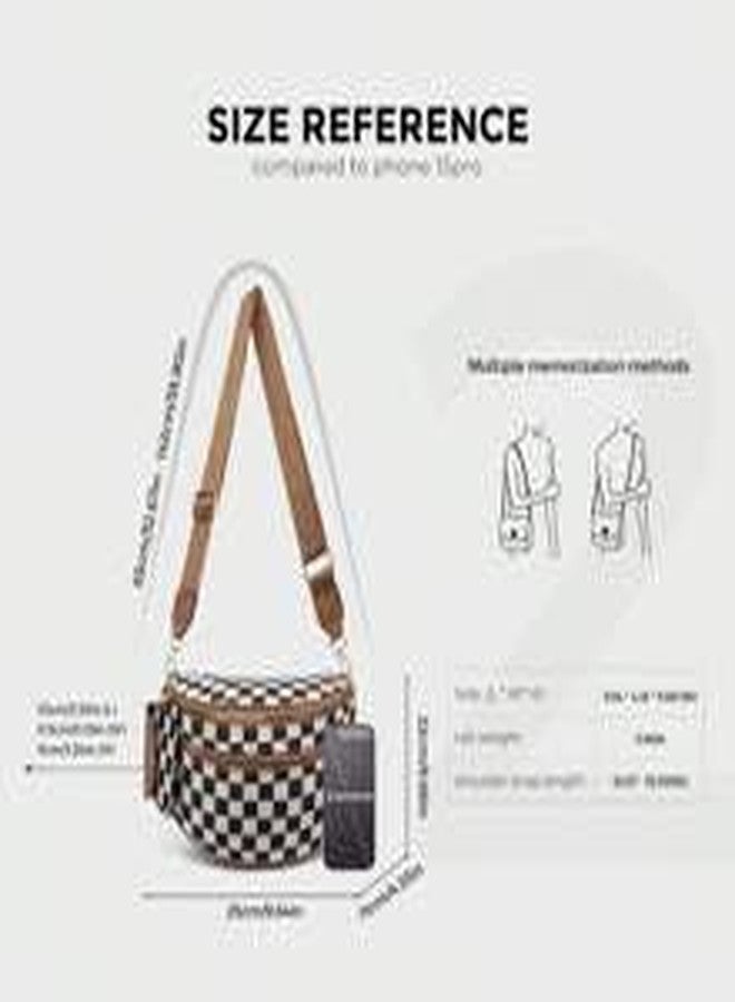 Lushandy Bum Bag for Women Crossbody Checkered Bag Vintage Waist Pack Checkerboard Belt Bag Trendy Cross Body Purse - Image 3