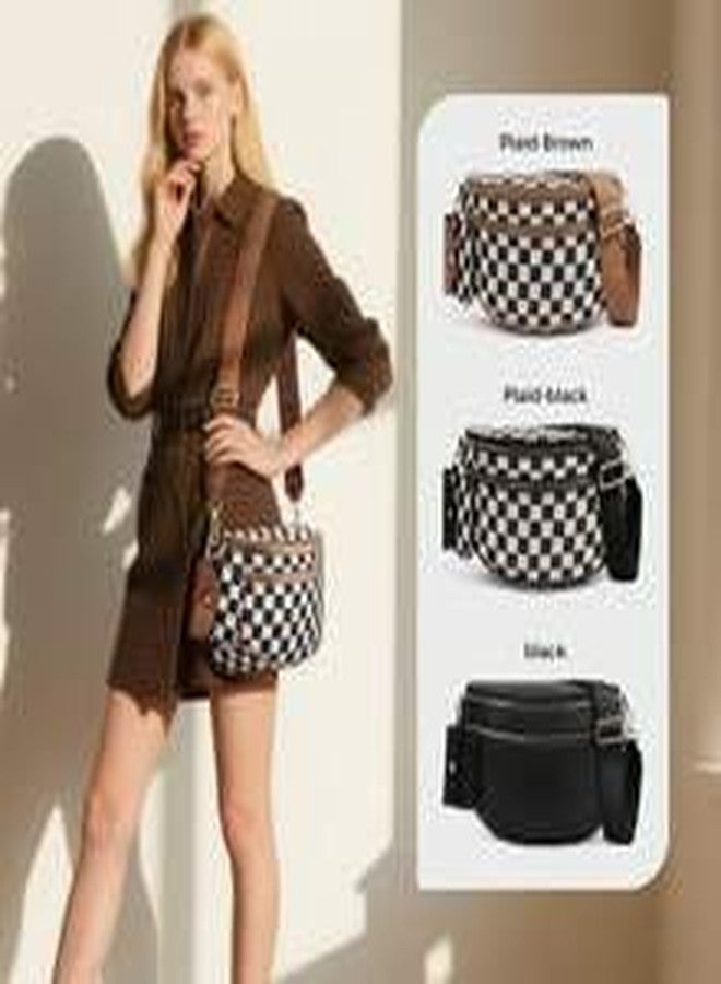 Lushandy Bum Bag for Women Crossbody Checkered Bag Vintage Waist Pack Checkerboard Belt Bag Trendy Cross Body Purse - Image 5