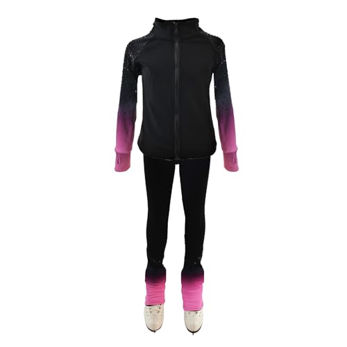 LIUHUO Figure Skating Training Pants Jackets Girls Fleece Shiny Colored Diamond Girl Comfortable Warm Tracksuit Pink - Image 2