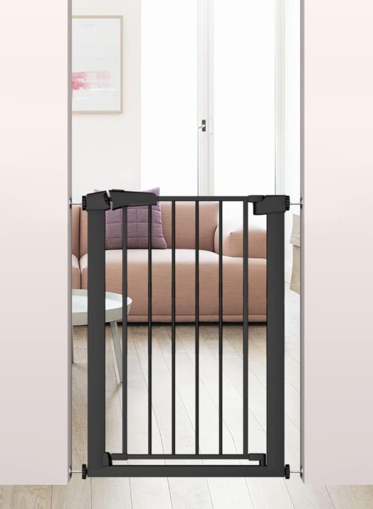 YOMYM Extra Tall Narrow Pet Gate - Black 24.01"-26.77" Wide Walk Through Baby Gates with Door for The House Stairs Doorways - Child Puppy Dog Gates Fence Pressure Mounted Safety Gate - Image 1