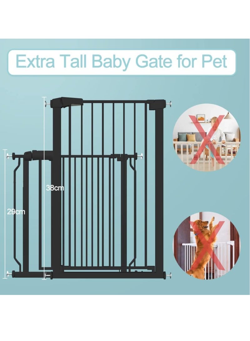 YOMYM Extra Tall Narrow Pet Gate - Black 24.01"-26.77" Wide Walk Through Baby Gates with Door for The House Stairs Doorways - Child Puppy Dog Gates Fence Pressure Mounted Safety Gate - Image 4