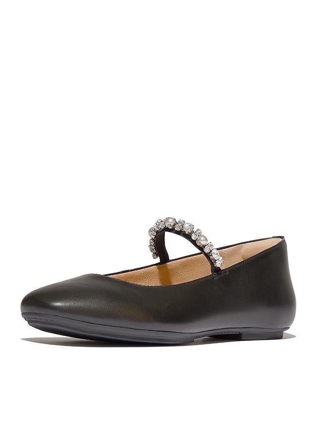 FitFlop DELICATO PEARLS-AND-CRYSTAL LEATHER BALLET FLATS - Image 3