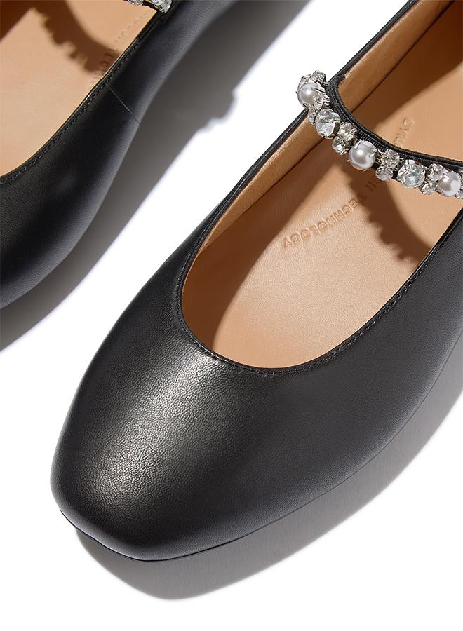 FitFlop DELICATO PEARLS-AND-CRYSTAL LEATHER BALLET FLATS - Image 2