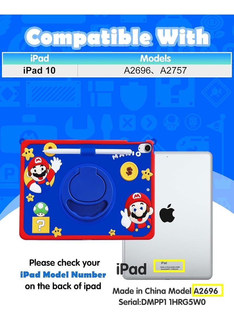 عام ـ iPad الجيل العاشر 2022 بقياس 10.9 إنش غلاف كرتون جذاب لطيف ثلاثي الأبعاد للأولاد والفتيات والمراهقين الأولاد للاهتمام والفريد من نوعه والممتع بتصميم جذاب وقوائم دورانية وحبل قلم” - Image 2