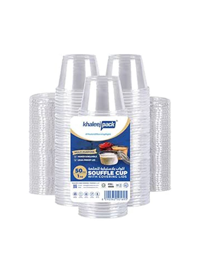 Khaleej Pack Pack Of 50, 4oz Condiment Cups, Sauce And Dip Container Plastic Disposable Portion Cups With Lids - Image 2