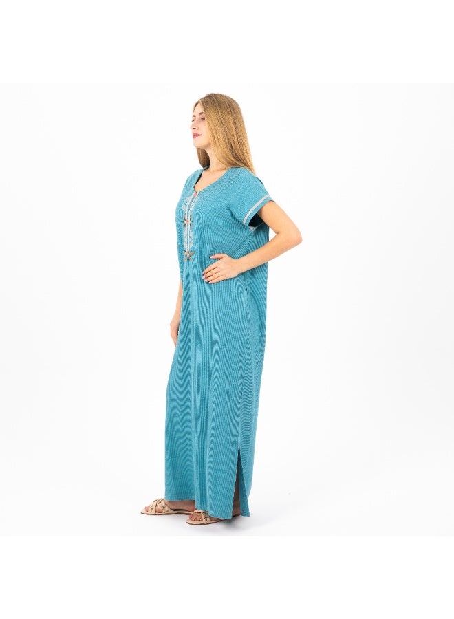 zecotex  Summer Maxi Abaya |Embroidered Long Nightgown | Elegant Cotton Maxi Dress | Lightweight Fabrics for Maximum Comfort | Women's Home wear  - Image 3