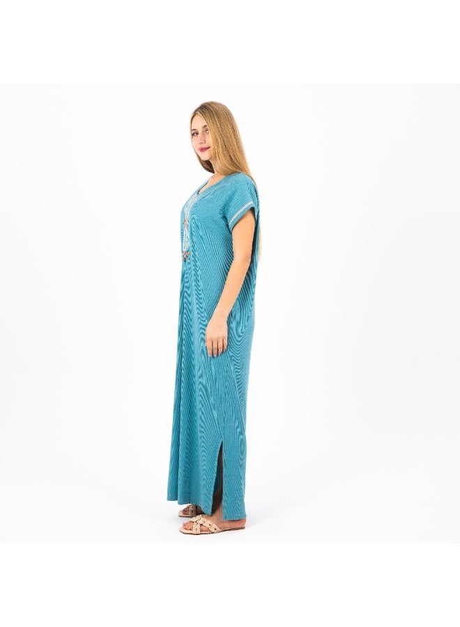 zecotex  Summer Maxi Abaya |Embroidered Long Nightgown | Elegant Cotton Maxi Dress | Lightweight Fabrics for Maximum Comfort | Women's Home wear  - Image 4